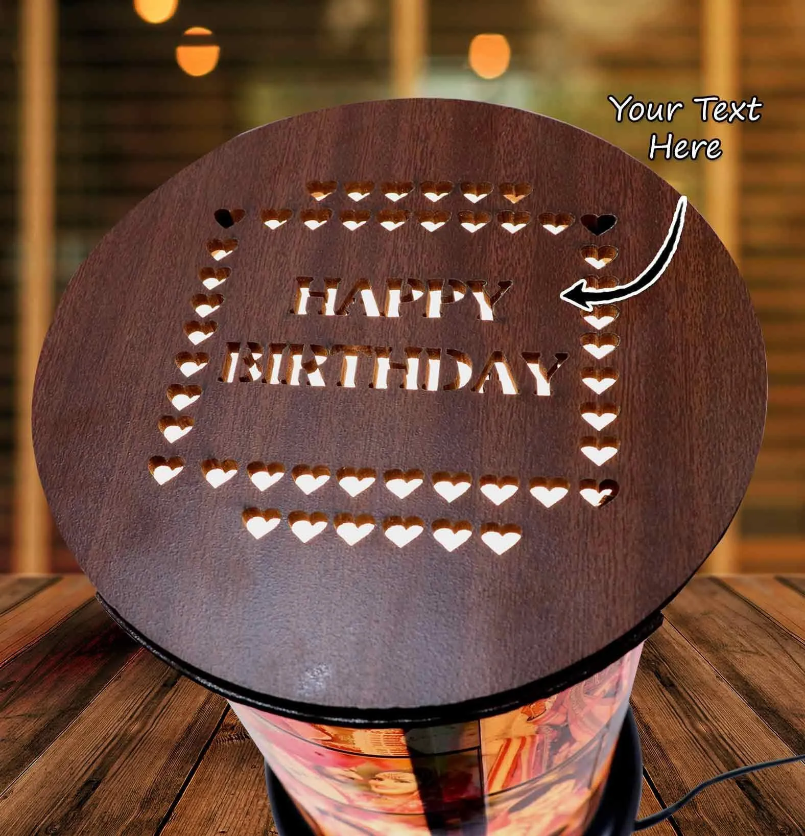 Personalized Wooden Rotating Photo Lamp