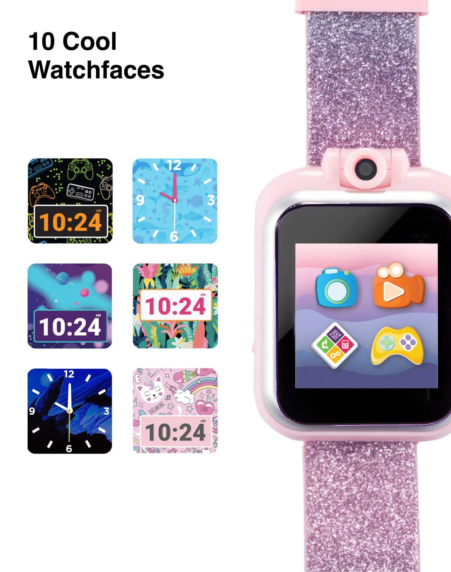 PlayZoom 2 Kids Smartwatch: Pastel Blue and Pink Glitter