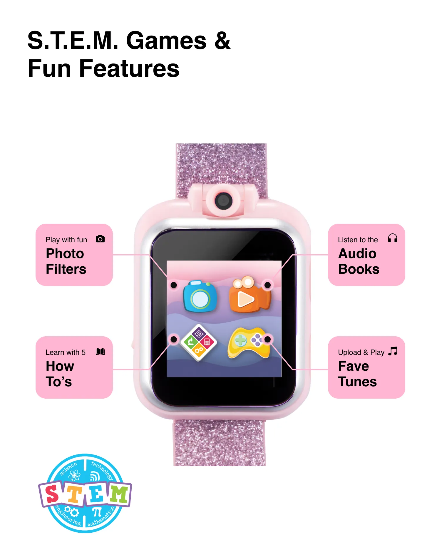 PlayZoom 2 Kids Smartwatch with Headphones: Multi Fuzzy Unicorn