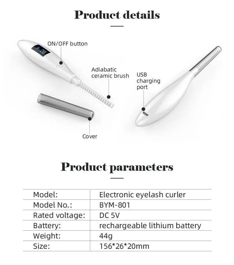 Portable LED Display Electric Ironing Eye Lashes Natural Curling Device Electric Heated Long-Lasting Eyelash Curler 360-Degree R