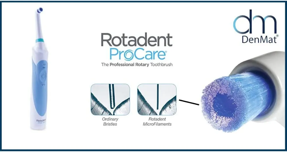 Rotadent ProCare Professional Rotary Toothbrush with Dock Charger, 2 Brush Heads Included and 1 Year Warranty Through Manufactuer