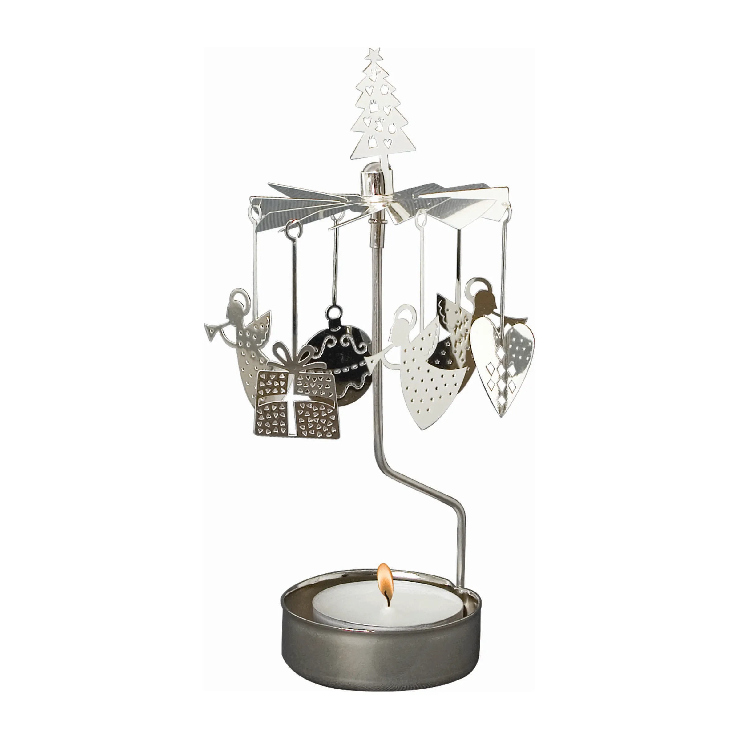 Rotating Candle Holder - Christmas Silver