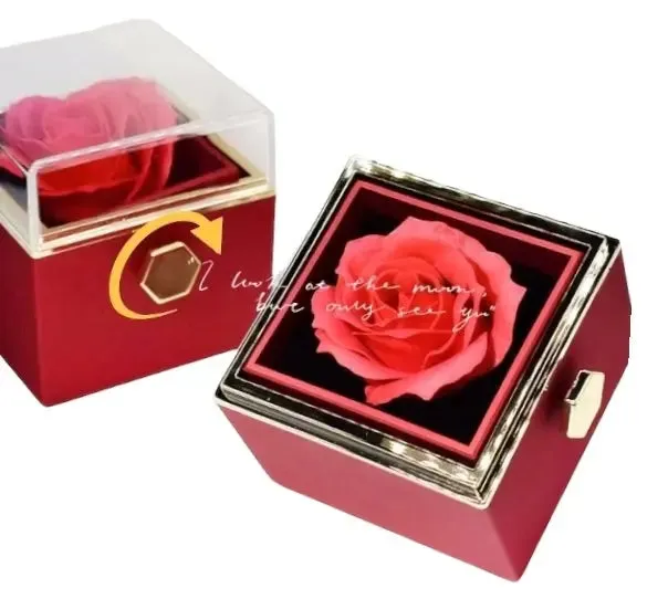 Rotating Soap Flower Rose Gift Box Creative Rotating Rose Jewelry Packaging Box Valentine's Day Gift For Women