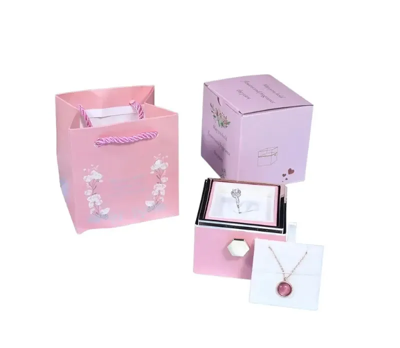 Rotating Soap Flower Rose Gift Box Creative Rotating Rose Jewelry Packaging Box Valentine's Day Gift For Women