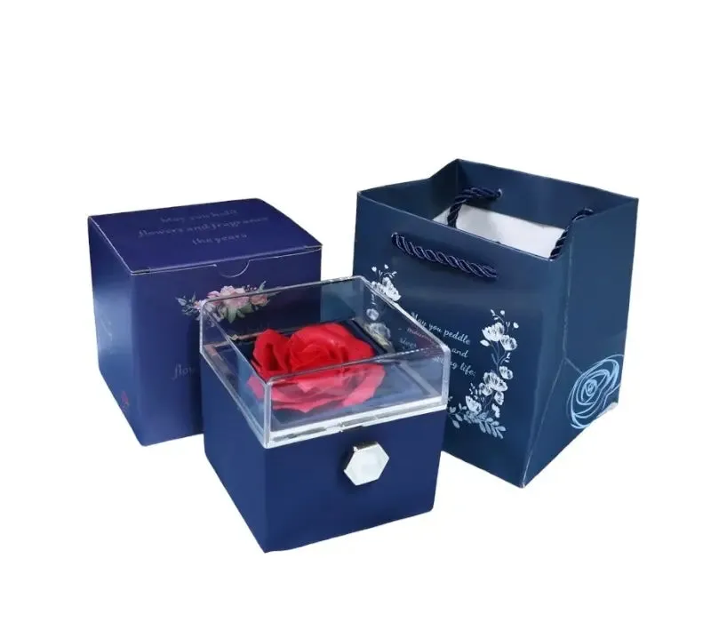 Rotating Soap Flower Rose Gift Box Creative Rotating Rose Jewelry Packaging Box Valentine's Day Gift For Women