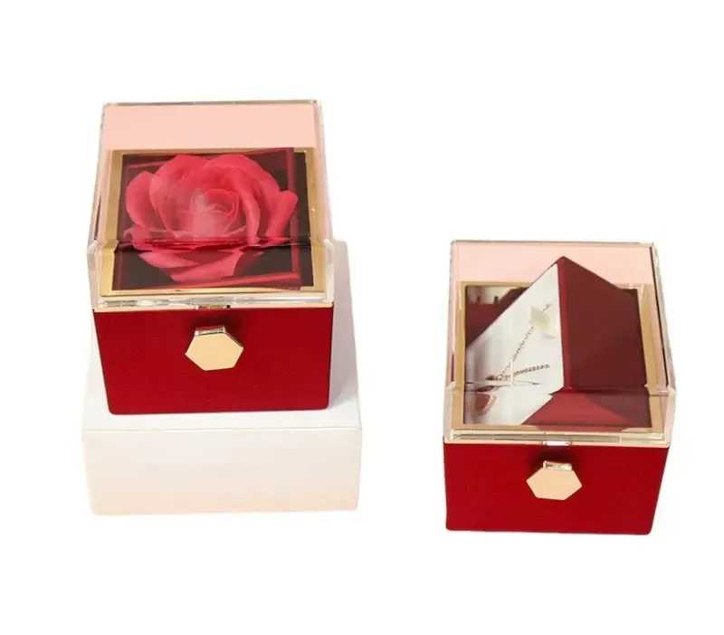 Rotating Soap Flower Rose Gift Box Creative Rotating Rose Jewelry Packaging Box Valentine's Day Gift For Women