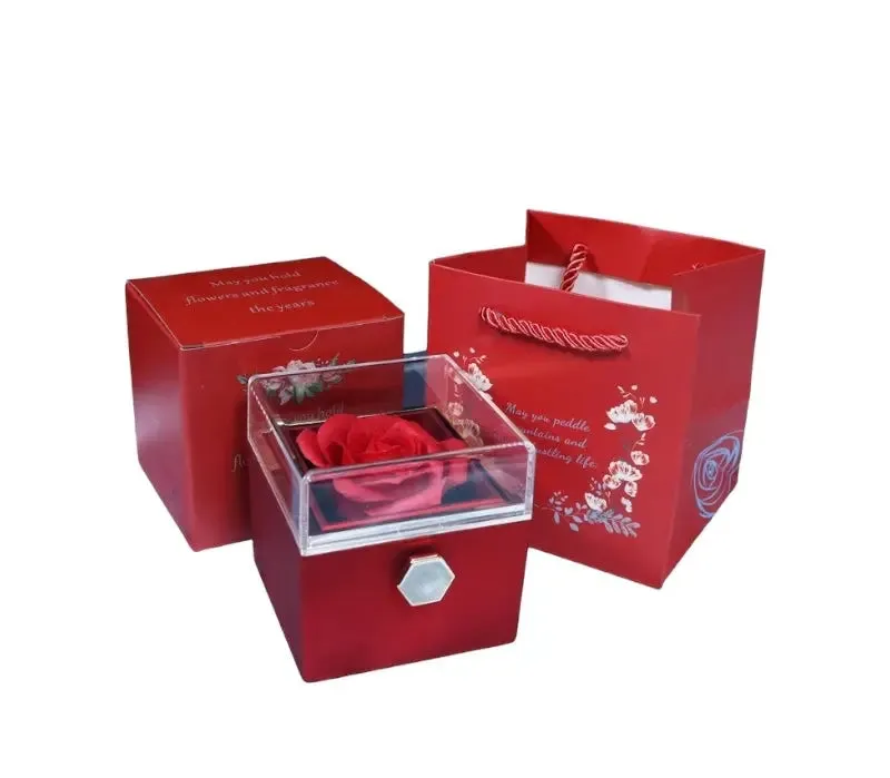 Rotating Soap Flower Rose Gift Box Creative Rotating Rose Jewelry Packaging Box Valentine's Day Gift For Women