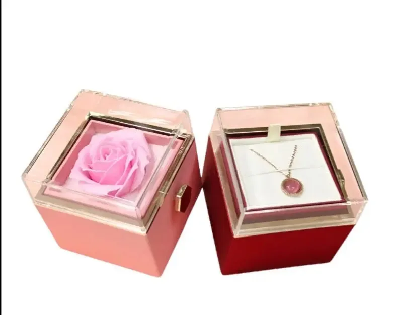 Rotating Soap Flower Rose Gift Box Creative Rotating Rose Jewelry Packaging Box Valentine's Day Gift For Women