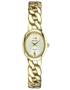 Seiko Solar Ladies Jewelry Watch - Gold-Tone - Champagne Dial