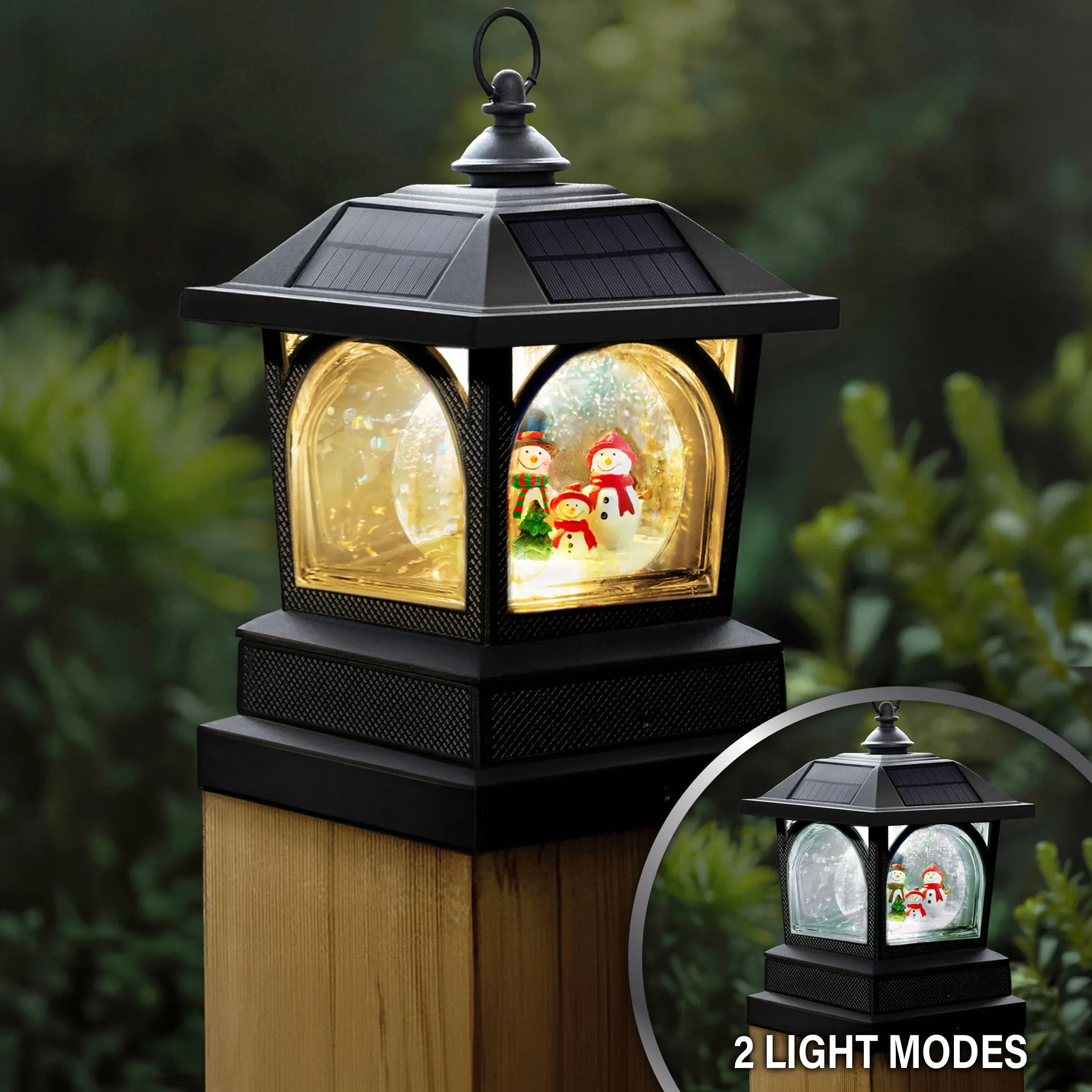 Solar Holiday Table Lantern/Post Cap with 7.5”x7.5” Base Adapter/Surface Mount