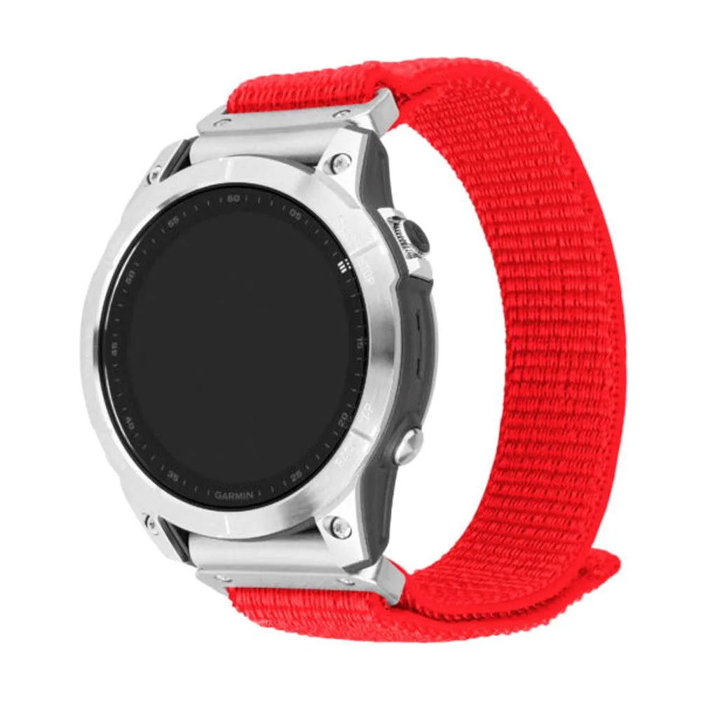 Universal Garmin Smartwatch (22mm QuickFit) Fixed Nylon Rem - Rød