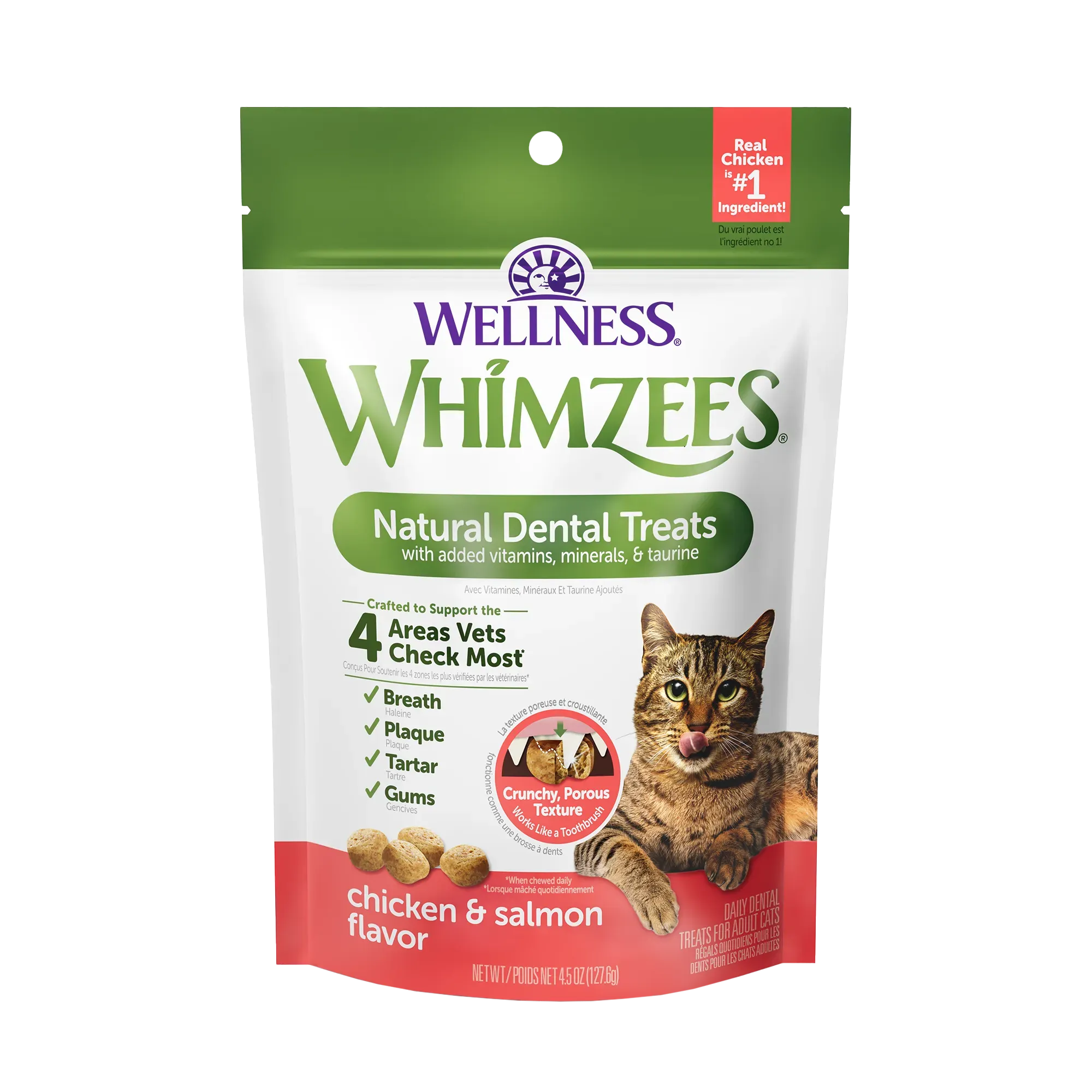 Whimzees Natural Cat Dental Treats Chicken & Salmon Recipe 2-oz, Cat Treat