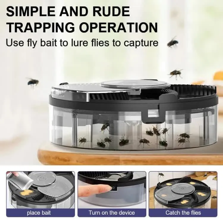 White Electric Rotating Fly Trap - 360 Degree Efficient Insect Catcher for Indoor Use