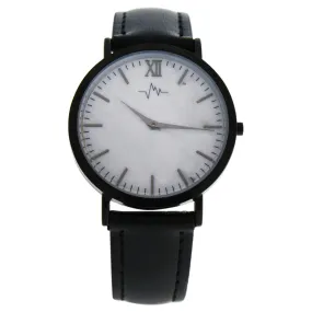 Woman Watch Andreas Osten Quartz Movement White Case 36mm And Black Leather Bracelet AO-180