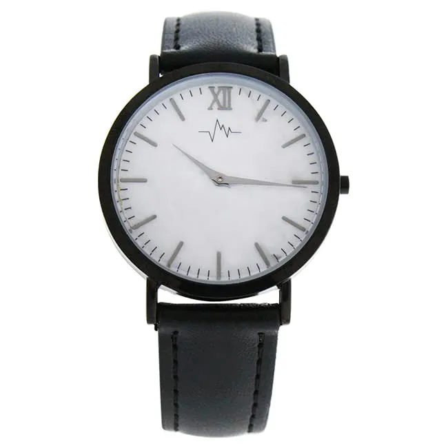 Woman Watch Andreas Osten Quartz Movement White Case 36mm And Black Leather Bracelet AO-180