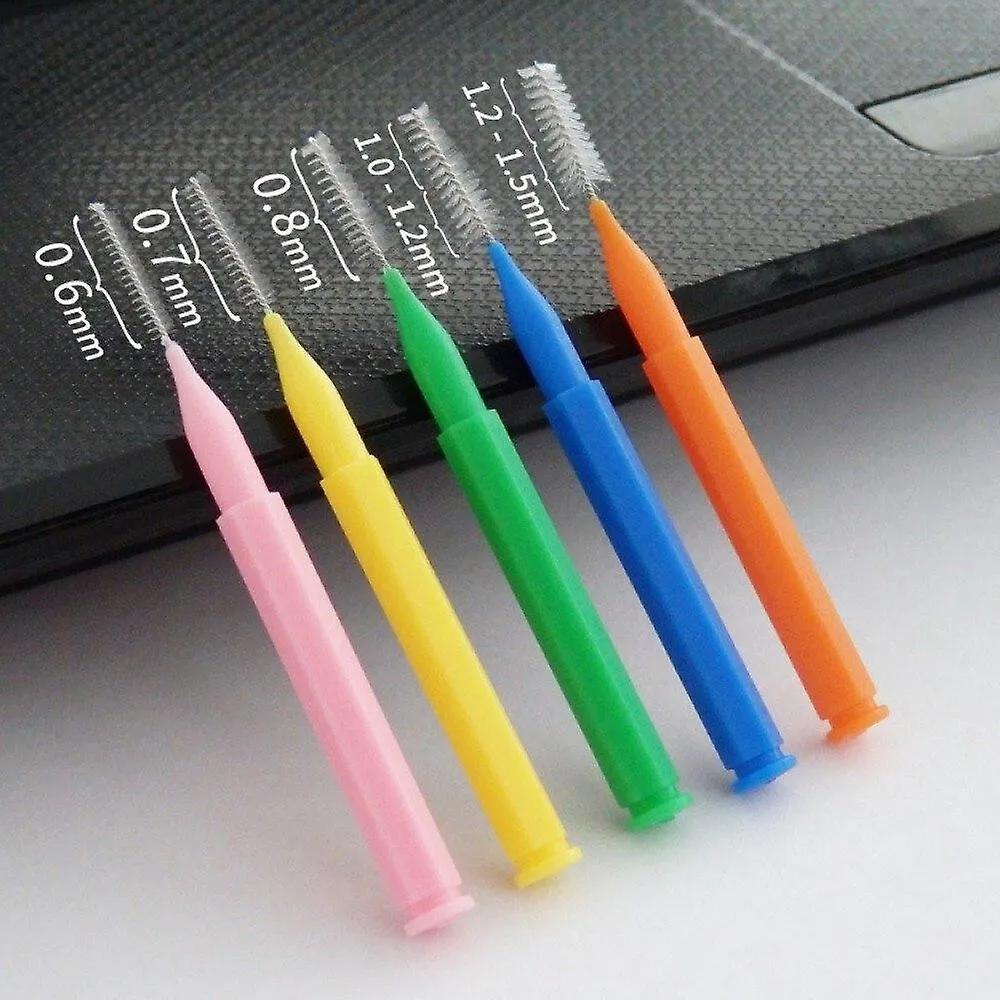 Yellow 60pcs L Shaped Interdental Brush Floss Interdental Cleaners Orthodontic Dental Teeth Brush Toothpick Oral Care Tool